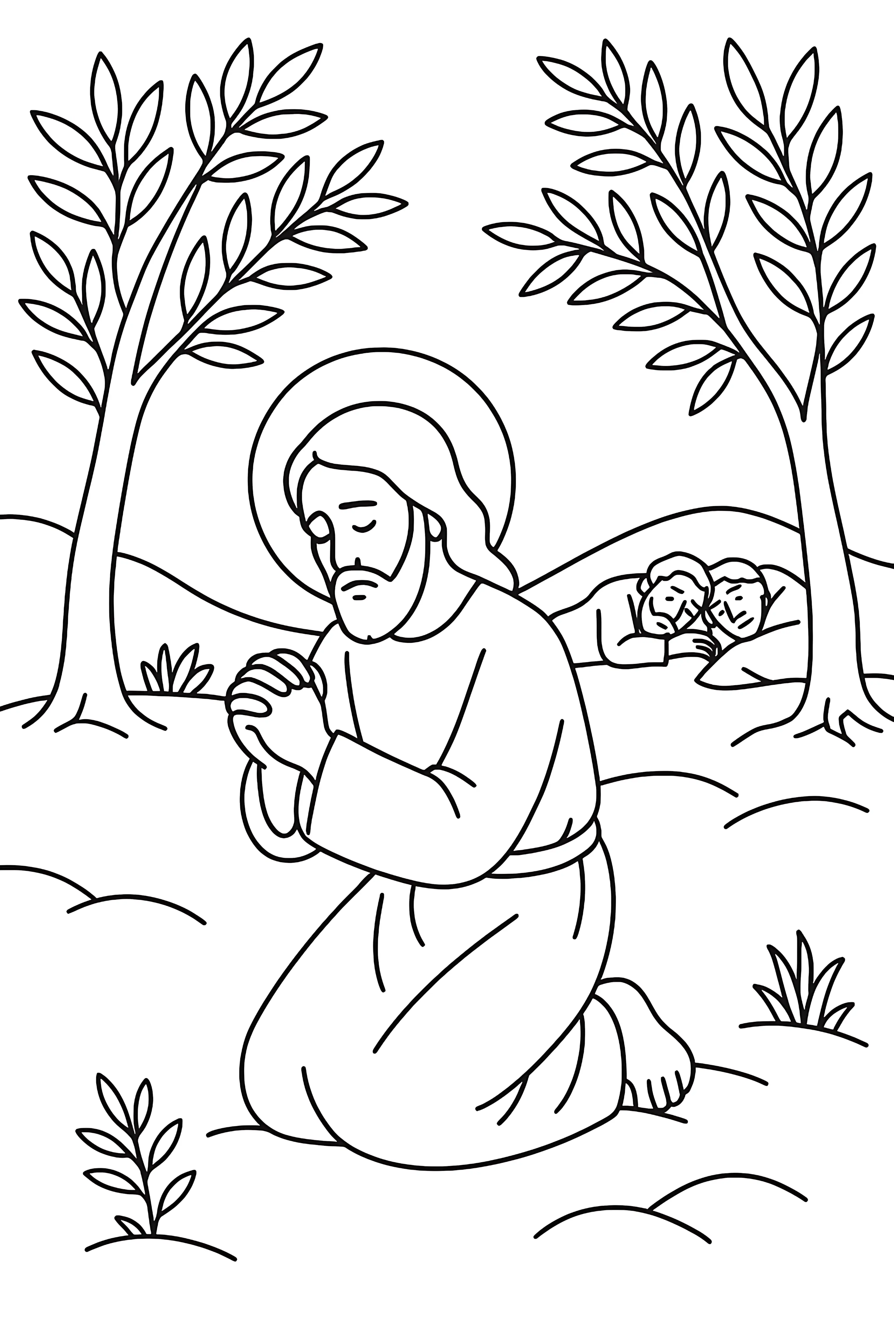 Jesus  Prays  Gethsemane  Coloring